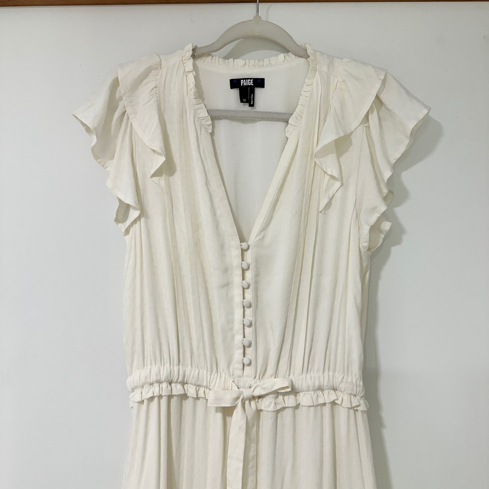 Anthropologie Paige Rozlyn Tiered Maxi Dress Womens Medium White Flutter Boho